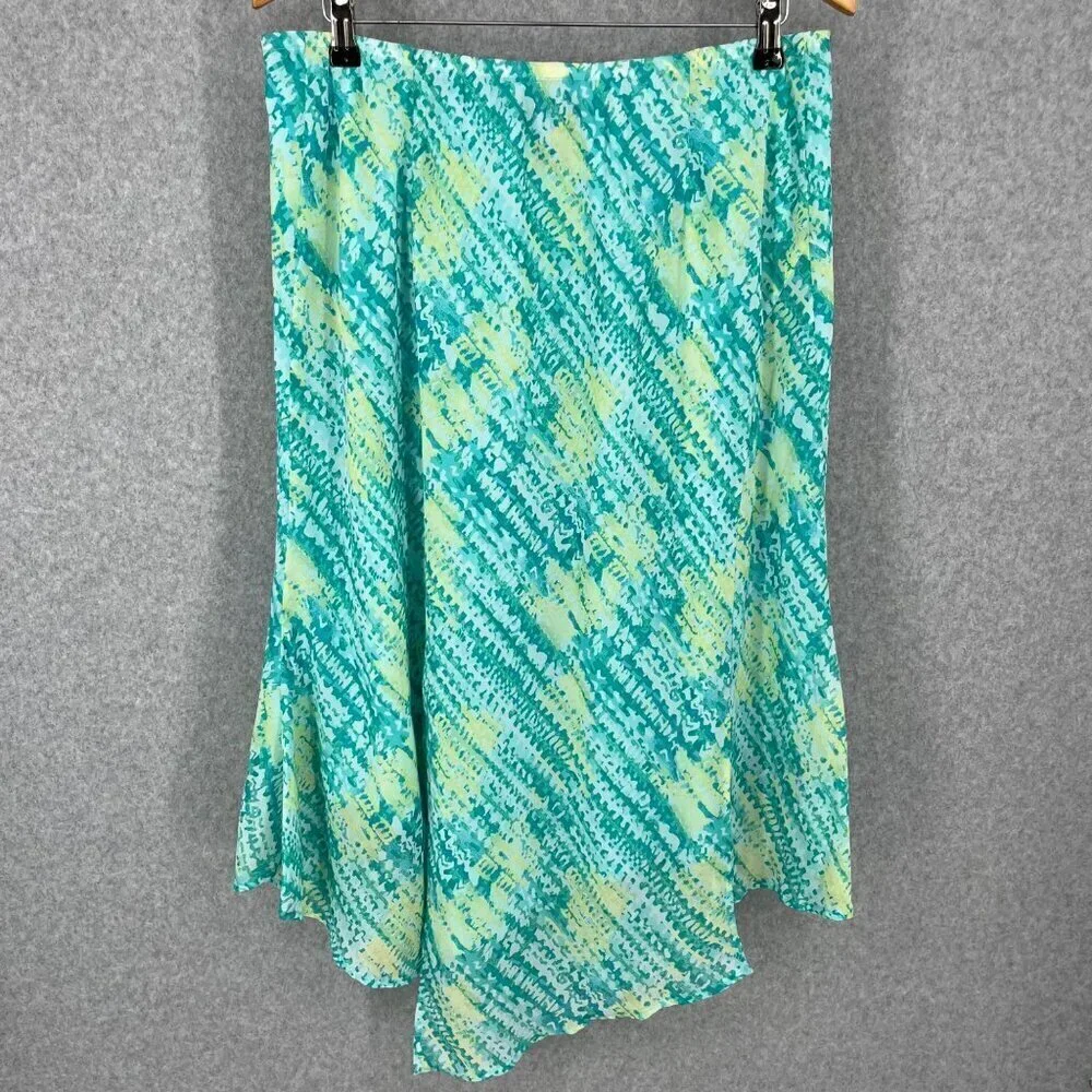 Lane Bryant Asymmetrical Pull On Midi Skirt Size 14/16 Green Fairy Whimsical EUC